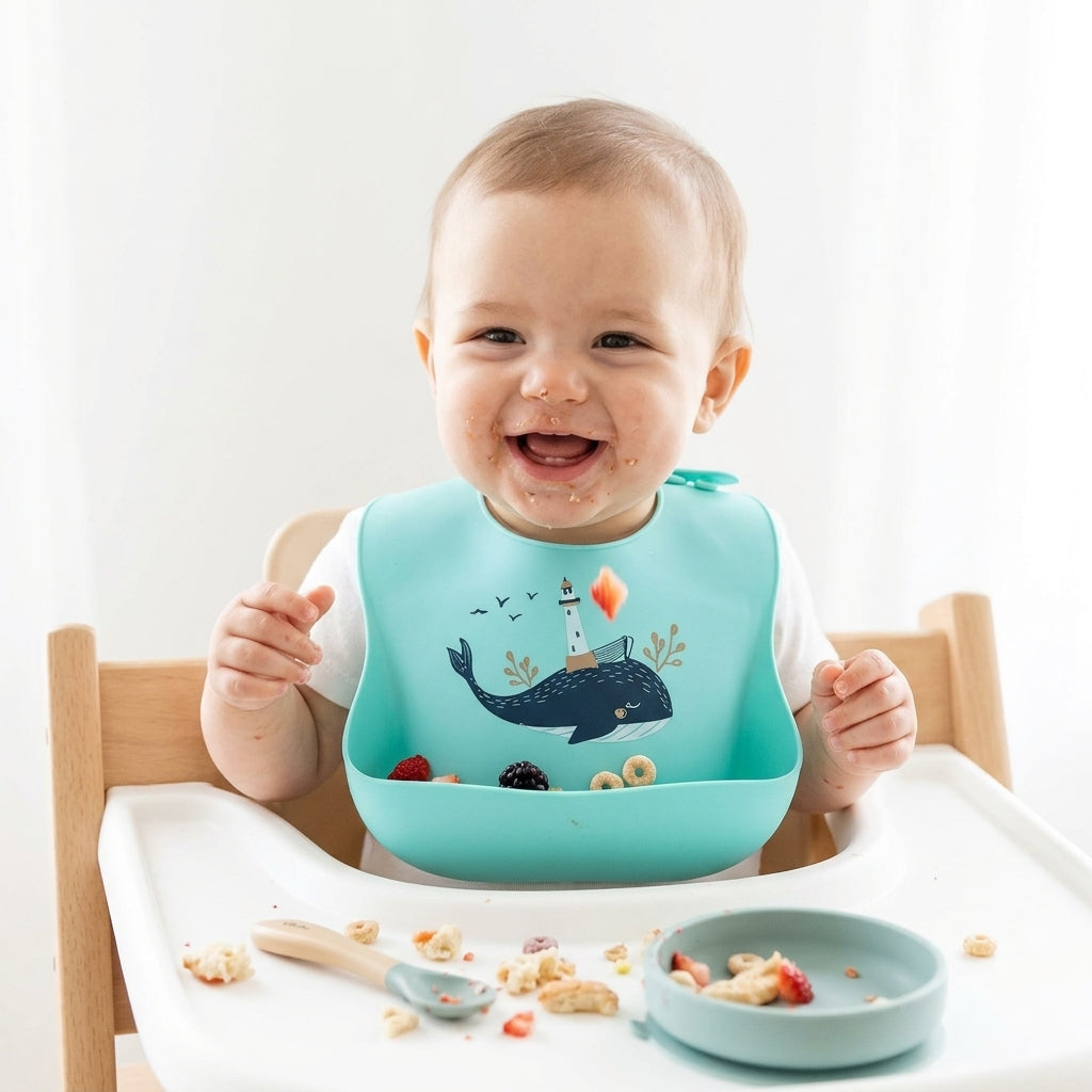 Kuddle Silicone Baby Bibs with Food Catcher | Waterproof & Easy Clean