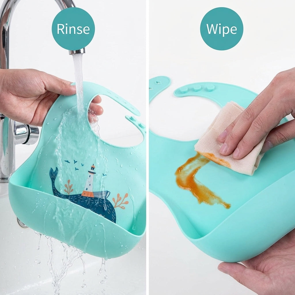 Kuddle Silicone Baby Bibs with Food Catcher | Waterproof & Easy Clean